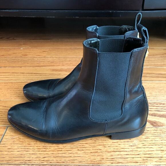 JUST CAVALLI 100% Calfskin Leather Black Flat Ankle Boots Women’s Sz 8 US 39 EUR - Picture 9 of 13